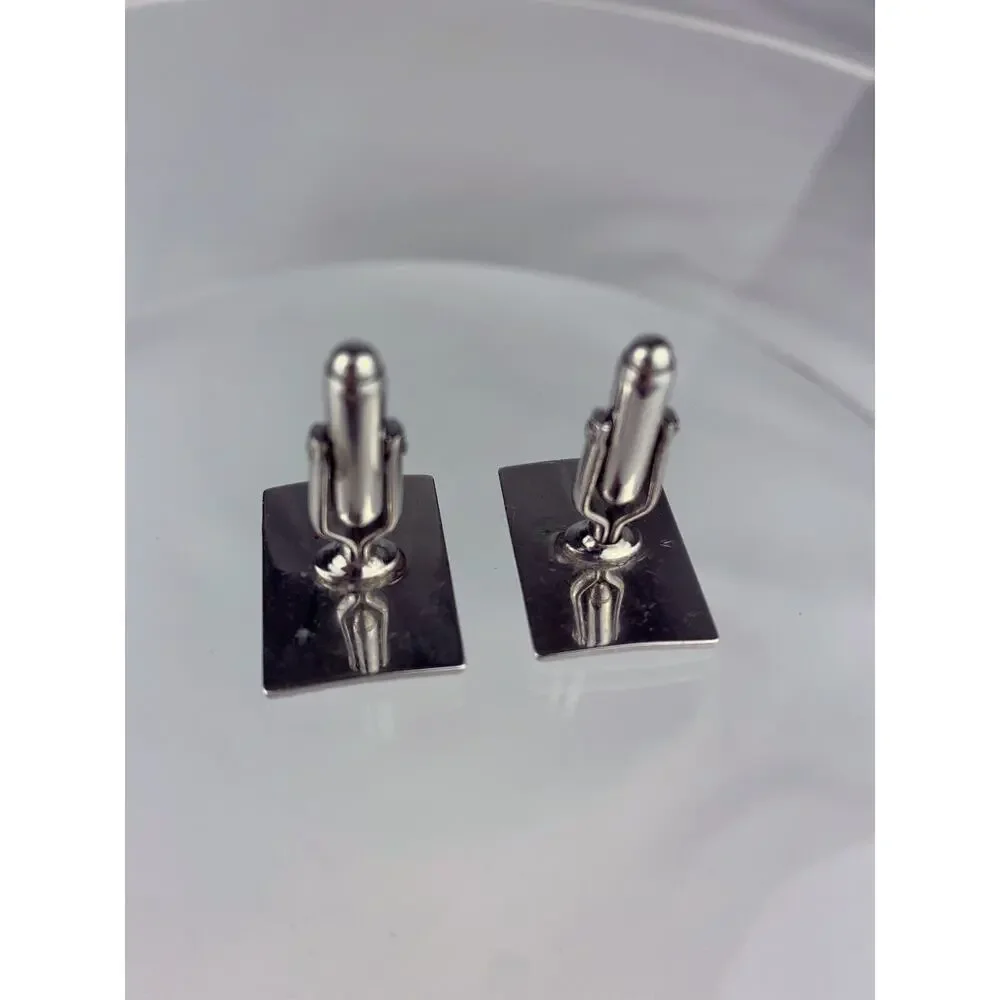 Large Scrolls Drops Leaves Silver Tone Cufflinks Abstract Formal Vintage M1